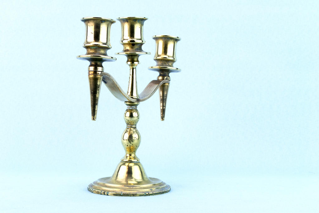 Small Brass Candelabra, English Mid 20th Century