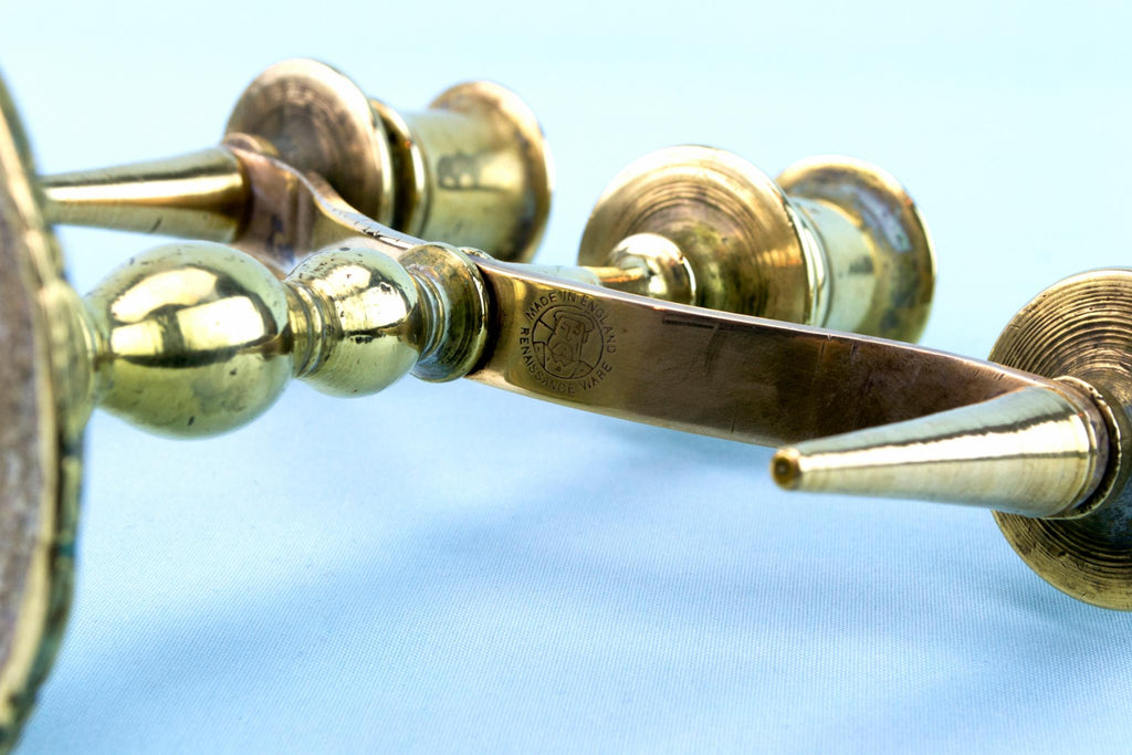 Small Brass Candelabra, English Mid 20th Century