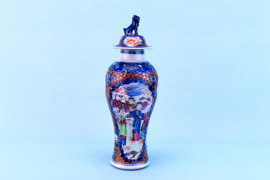 Blue White and Orange Porcelain Vase, Chinese 19th Century