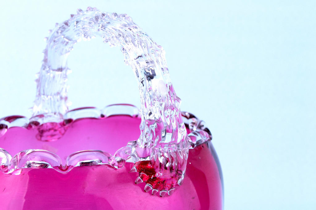 Cranberry Red Glass Basket Bowl, English 19th Century
