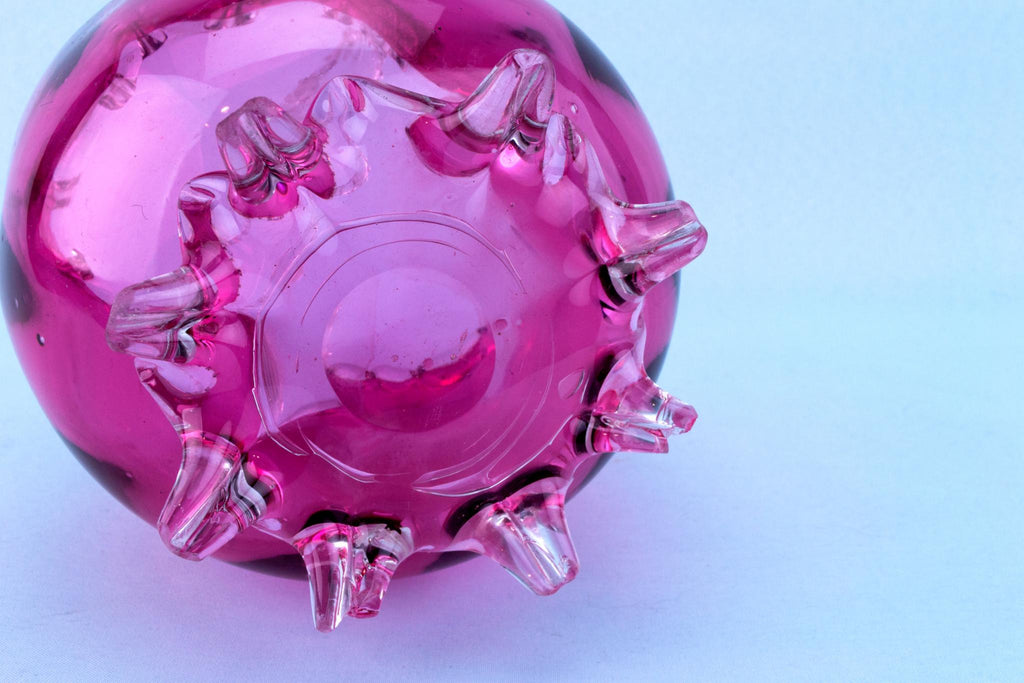 Cranberry Red Glass Basket Bowl, English 19th Century