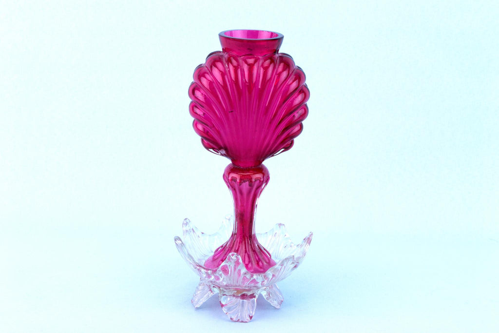 Victorian Cranberry Red Glass Vase, English 19th Century