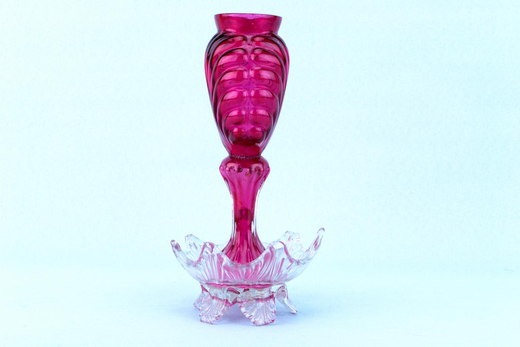 Victorian Cranberry Red Glass Vase, English 19th Century