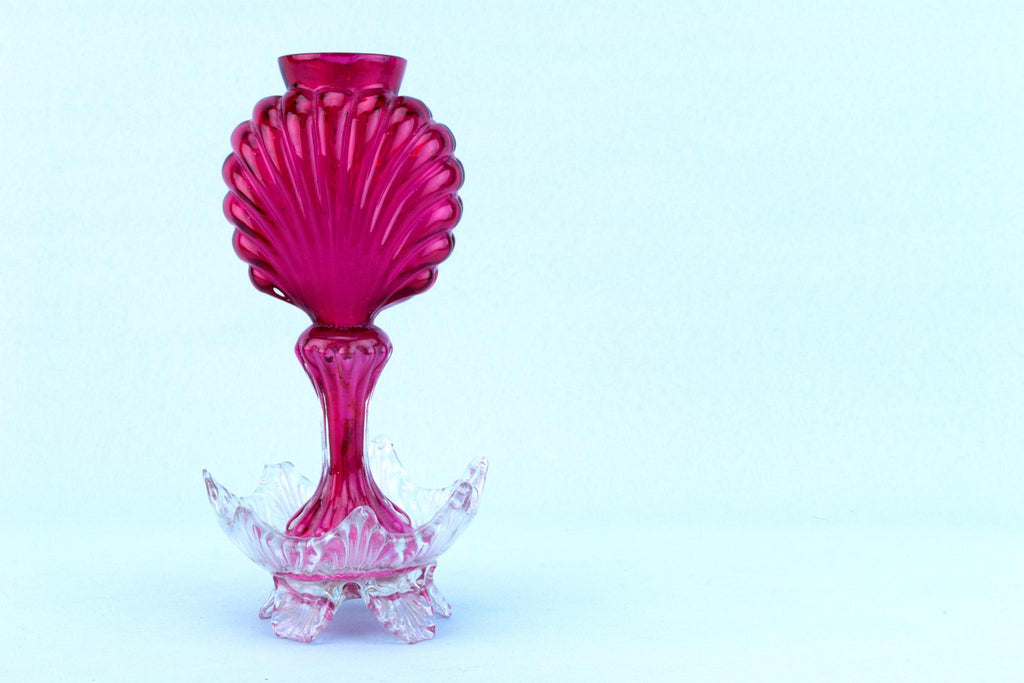Victorian Cranberry Red Glass Vase, English 19th Century
