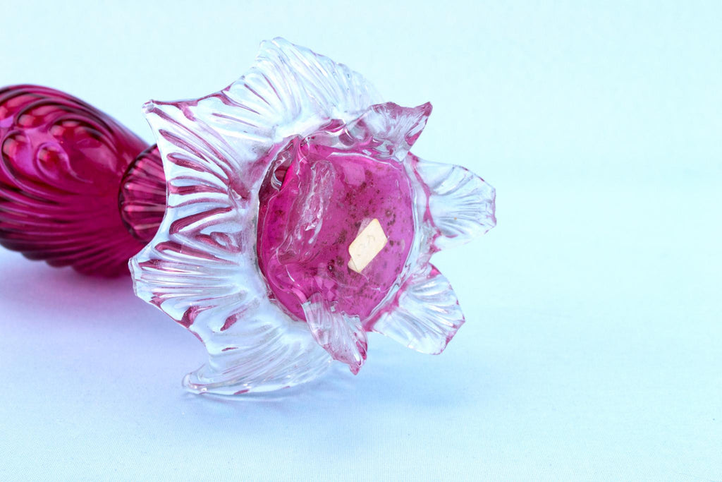 Victorian Cranberry Red Glass Vase, English 19th Century
