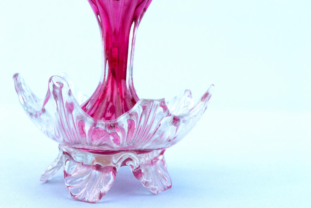 Victorian Cranberry Red Glass Vase, English 19th Century