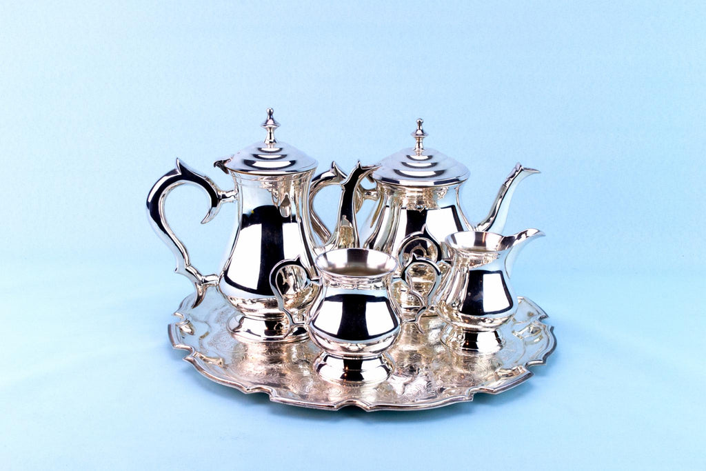 Silver Plated Tea and Coffee Set on Tray