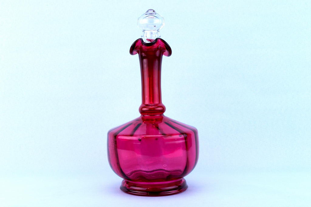 Cranberry Red Glass Decanter, English Circa 1900