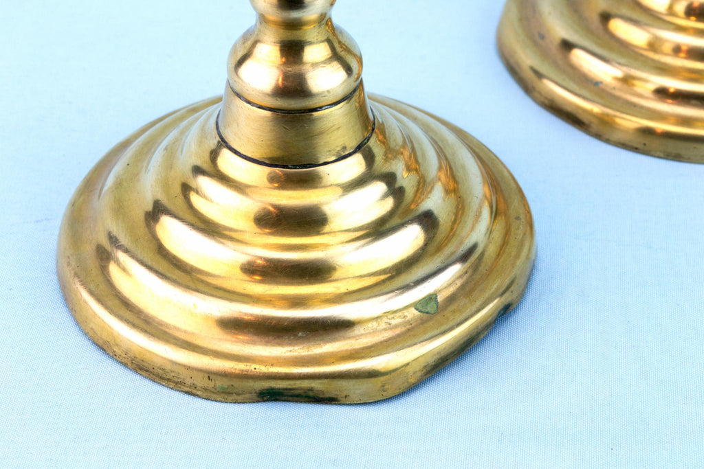 2 Brass Victorian Candlesticks, English 19th Century