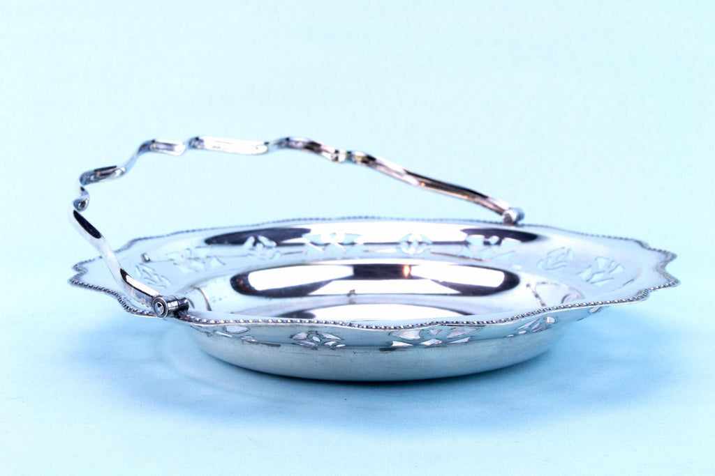 Silver Plated Serving Dish with Handle, English 1930s