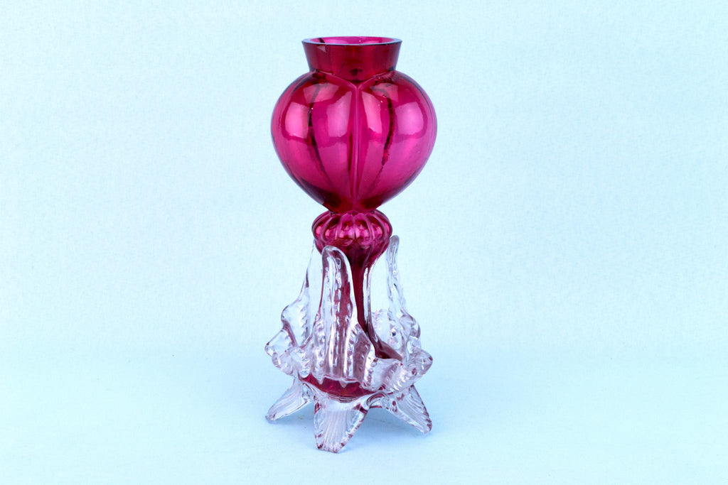 Cranberry Red Glass Small Vase, English 19th Century