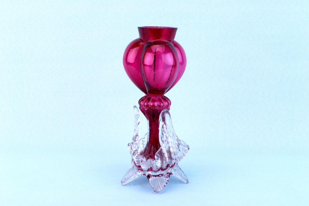Cranberry Red Glass Small Vase, English 19th Century