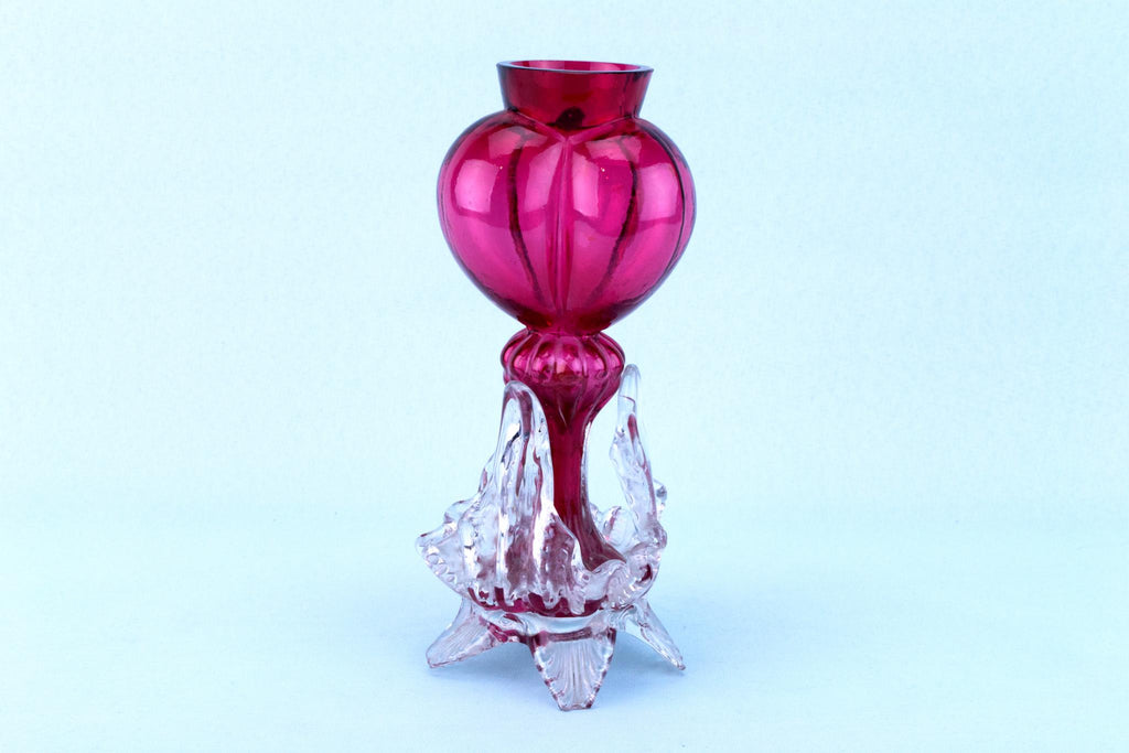 Cranberry Red Glass Small Vase, English 19th Century