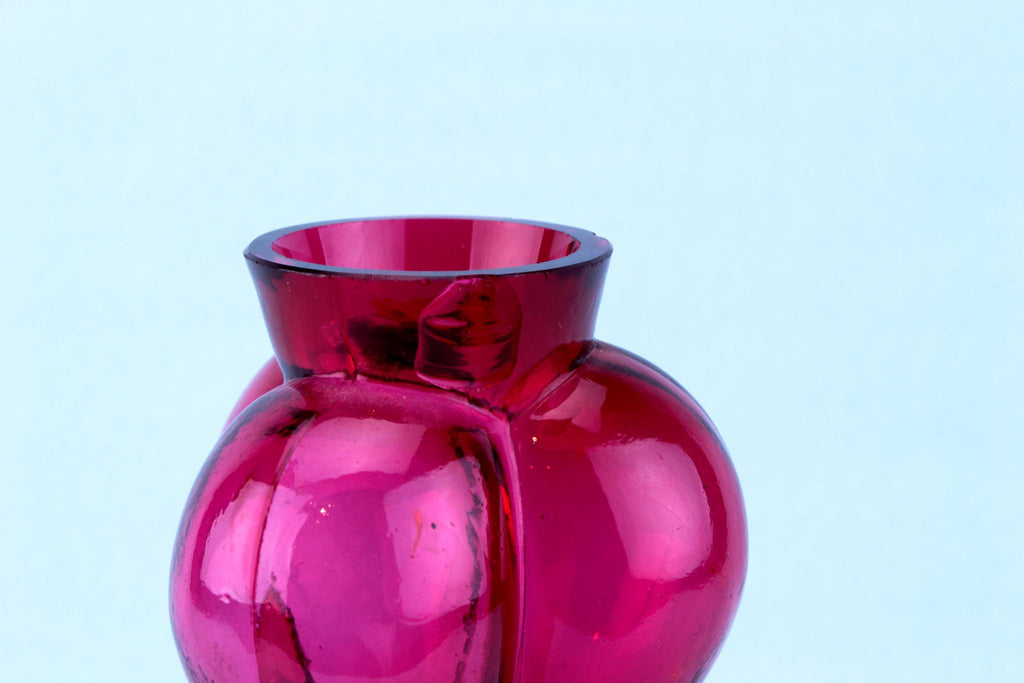 Cranberry Red Glass Small Vase, English 19th Century