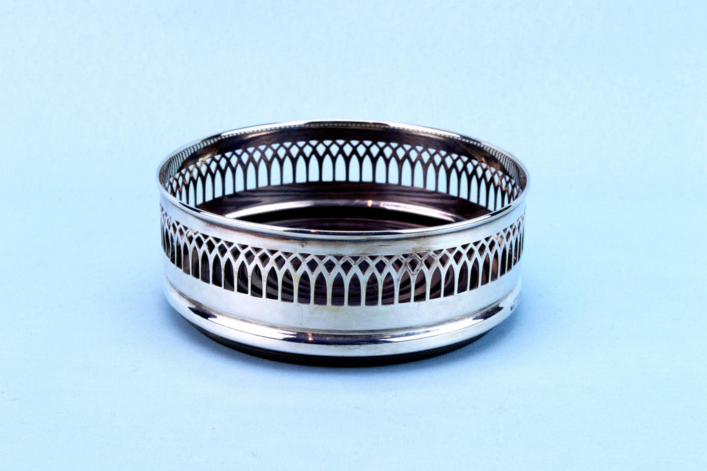 Silver Plated Medium Traditional Coaster, English 1960s