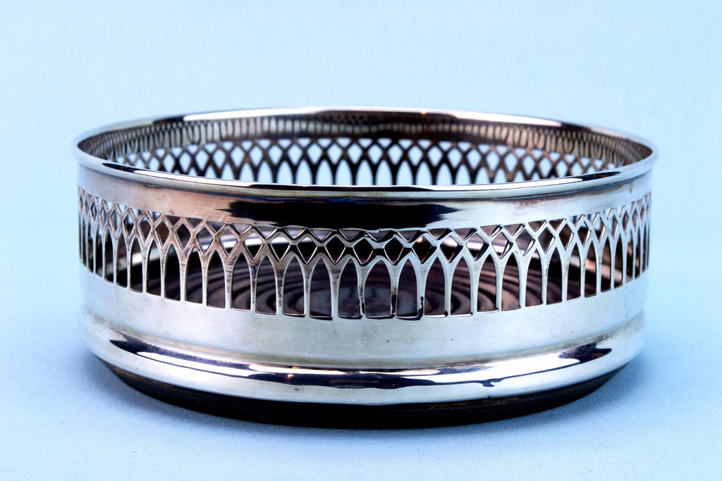 Silver Plated Medium Traditional Coaster, English 1960s