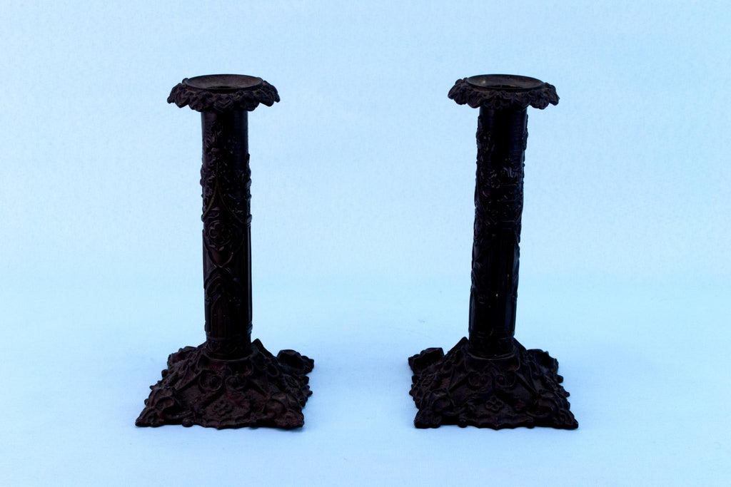 Gothic Revival Candlesticks, English Mid 19th Century