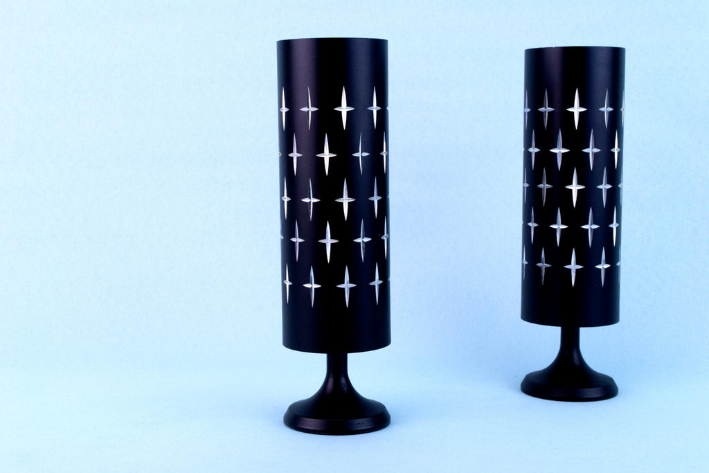 2 Black Aluminium Conrah Vases, Welsh Circa 1970