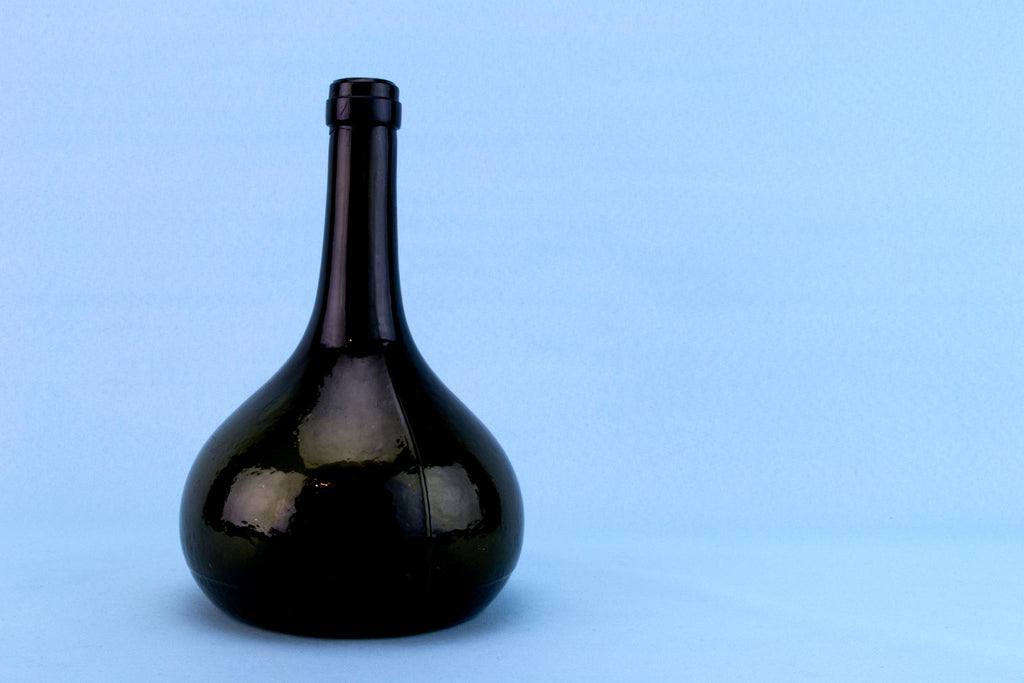 Green Glass Wine Bottle, Dutch 19th Century