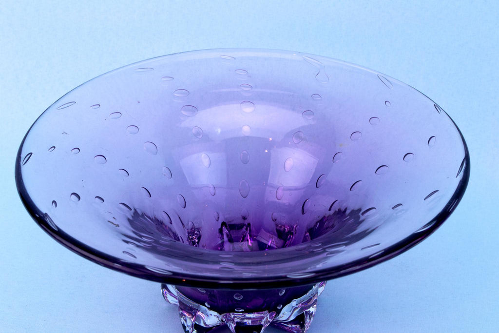 Amethyst Glass Decorative Bowl, English 1960s