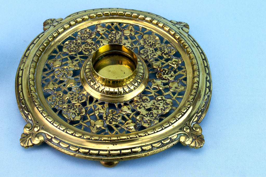 Brass Aesthetic Movement Inkwell, English 1870s