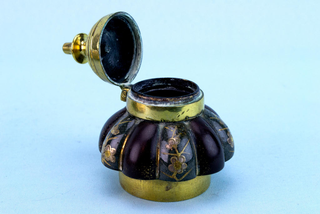 Brass Aesthetic Movement Inkwell, English 1870s