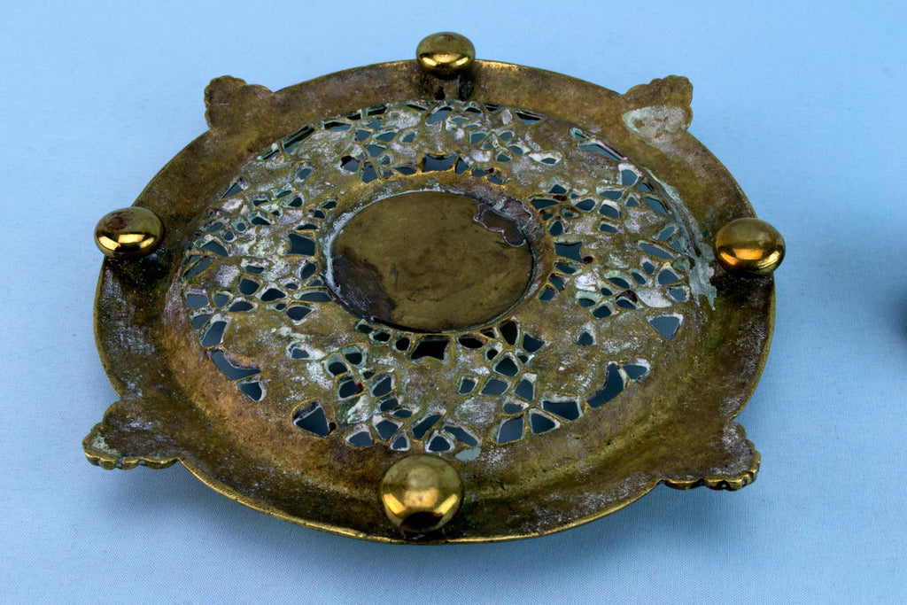 Brass Aesthetic Movement Inkwell, English 1870s