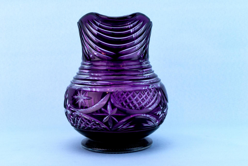 Amethyst Cut Glass Water Jug, English Early 1900s