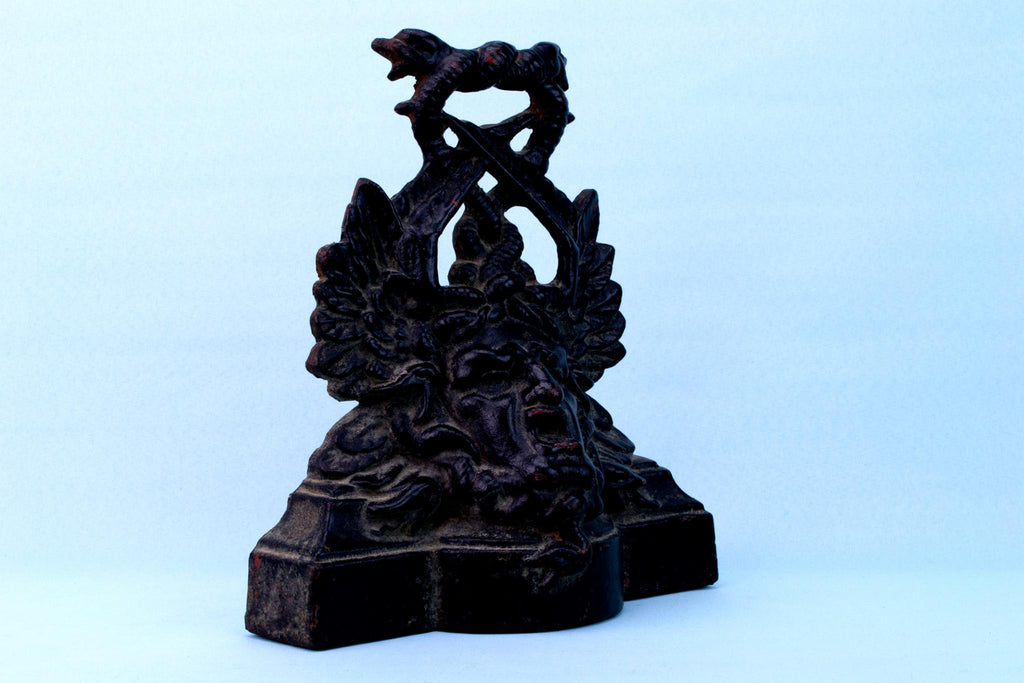 Black Cast Iron Door Stopper, English Circa 1900