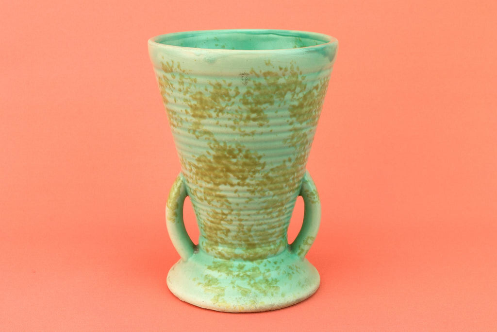 Vase in Art Deco Mottled Green, English 1930s