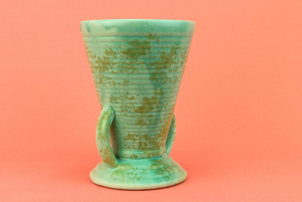 Vase in Art Deco Mottled Green, English 1930s