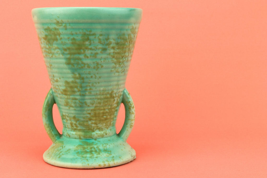 Vase in Art Deco Mottled Green, English 1930s