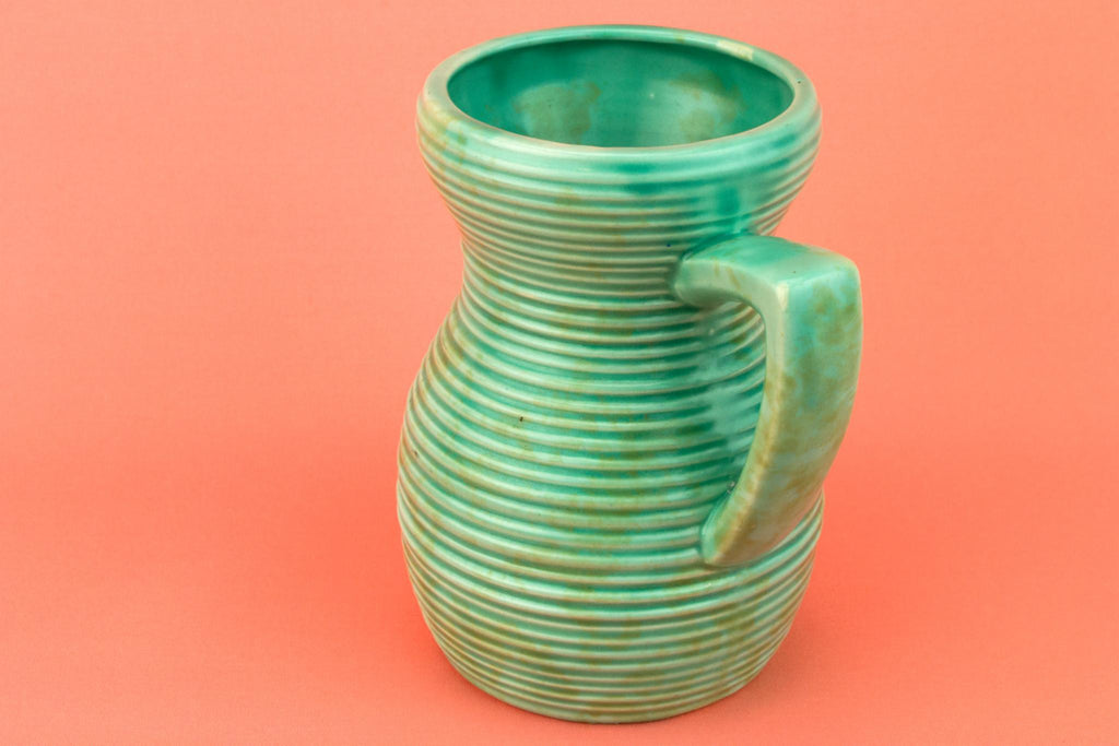 Green Jug Shaped Art Deco Vase, English 1930s