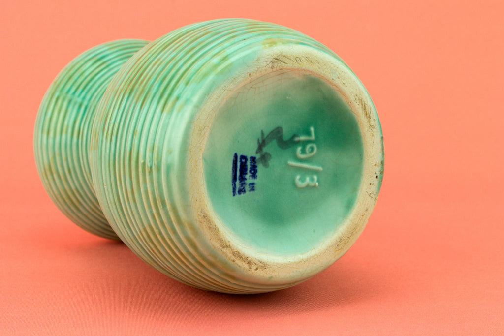Green Jug Shaped Art Deco Vase, English 1930s
