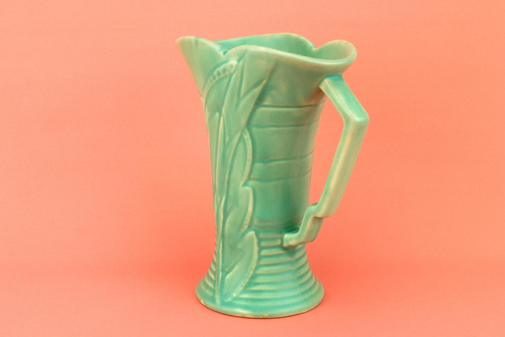 Green Art Deco Flower Jug, English 1930s