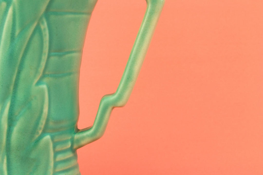 Green Art Deco Flower Jug, English 1930s