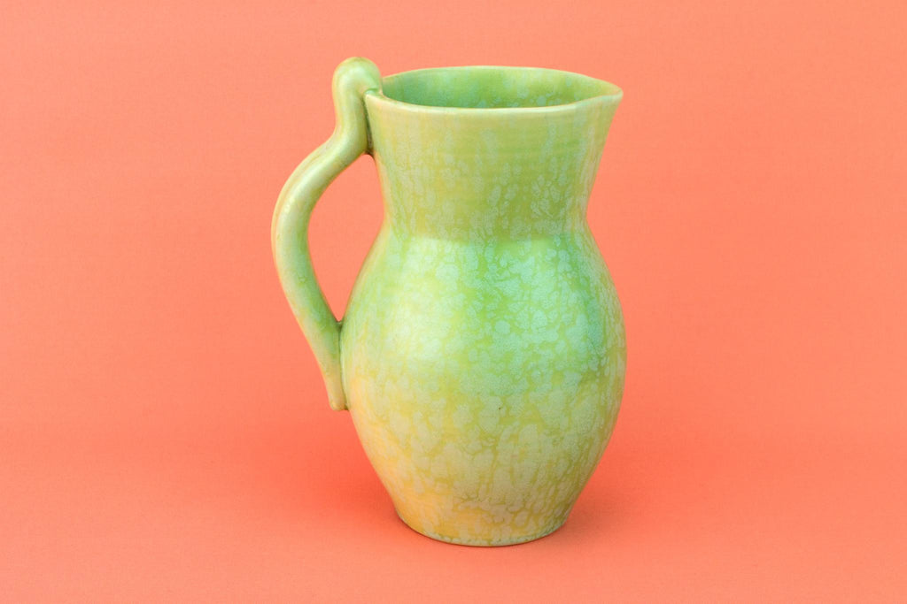 Art Deco Jug in Mottled Green, English 1930s