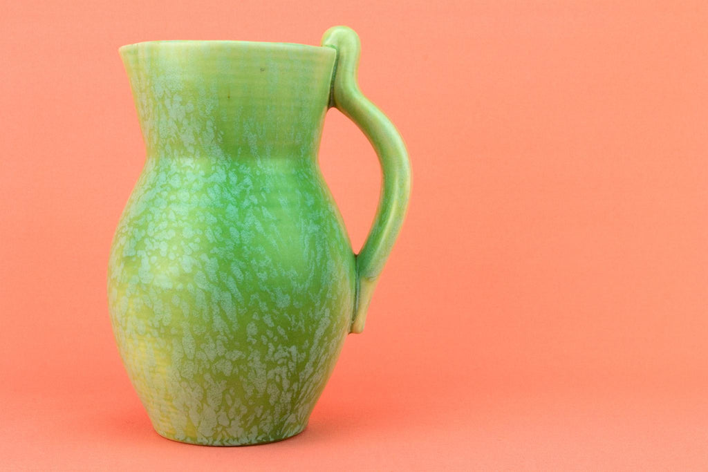 Art Deco Jug in Mottled Green, English 1930s
