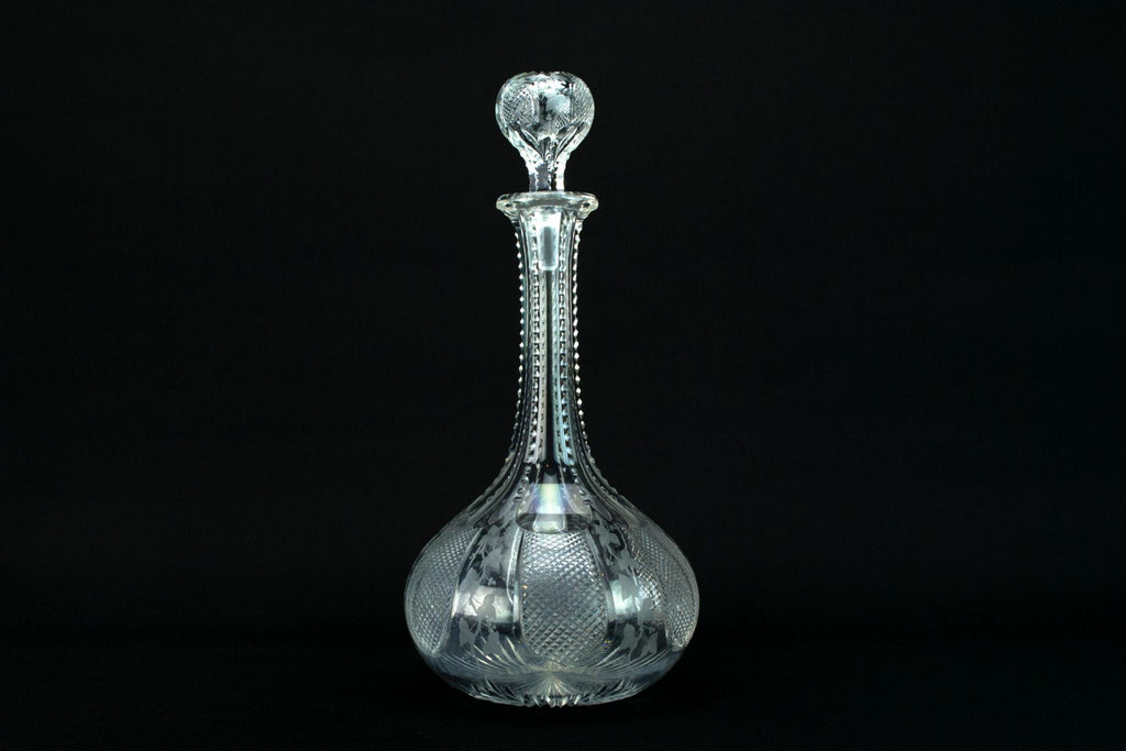 Crystal Glass Decanter, English Circa 1900