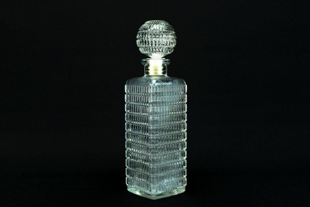 Whisky Decanter in Moulded Glass, English 1970s