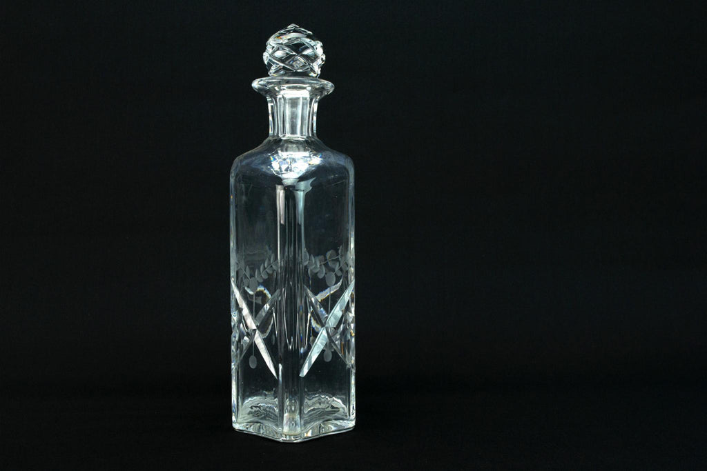 Cut Glass Hexagonal Whisky Decanter, English Circa 1900
