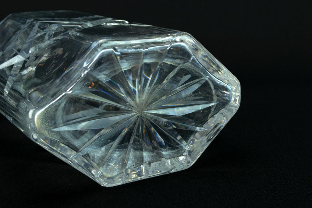 Cut Glass Hexagonal Whisky Decanter, English Circa 1900