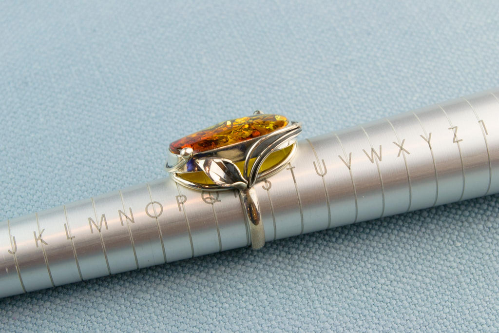 Ring Bright Baltic Amber in Silver Setting