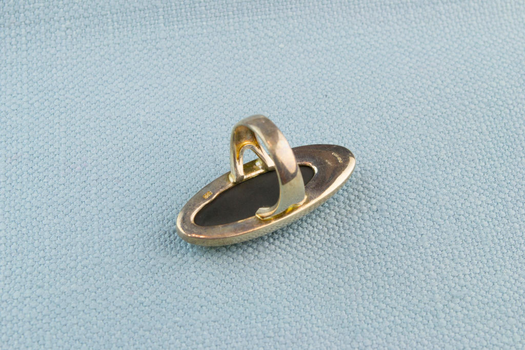 Large Marquise Ring in Silver and Baltic Amber