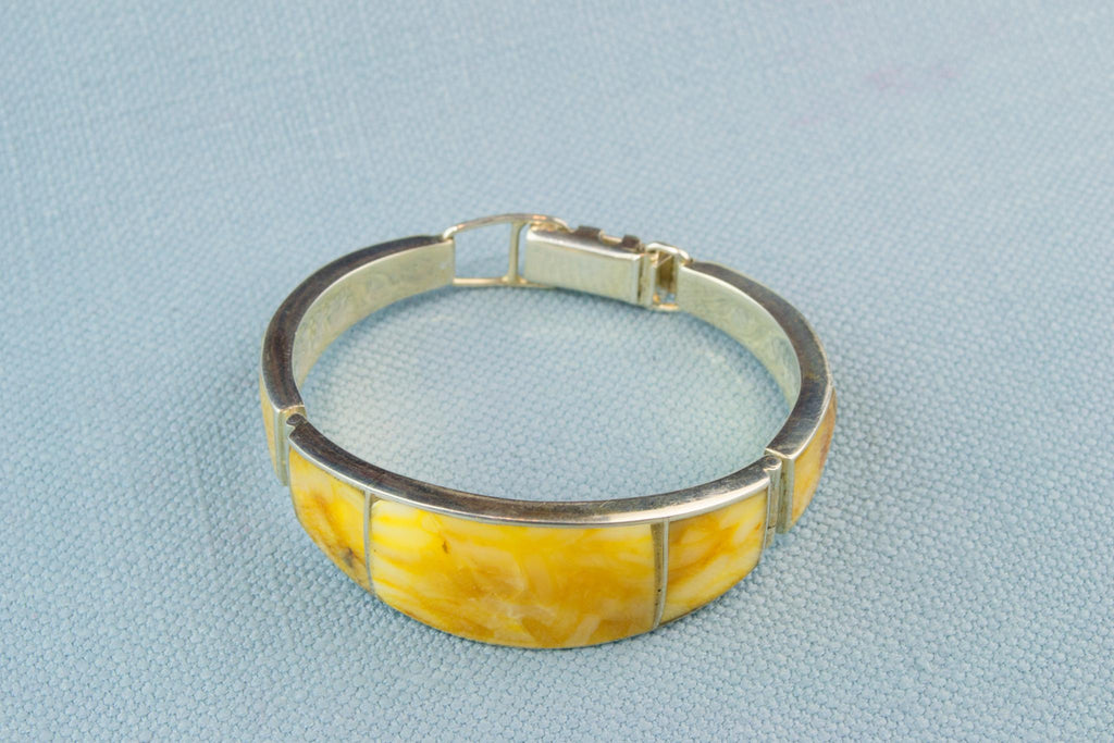 Three Piece Bracelet in Amber and Silver