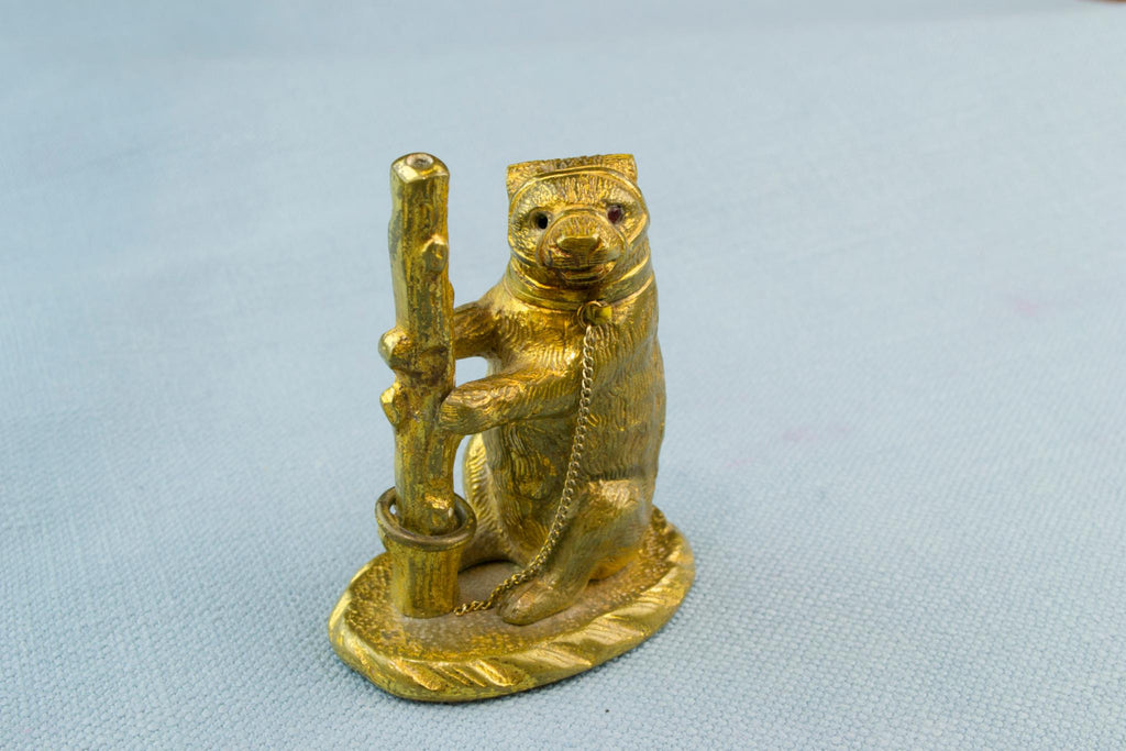 Vesta Match Box Bear Shaped Gilded Bronze, 19th Century