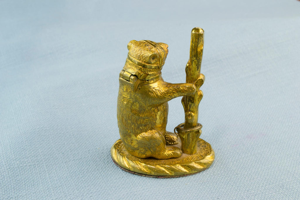 Vesta Match Box Bear Shaped Gilded Bronze, 19th Century