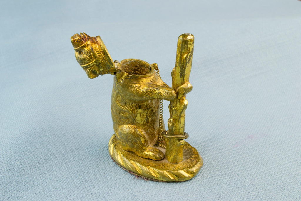 Vesta Match Box Bear Shaped Gilded Bronze, 19th Century