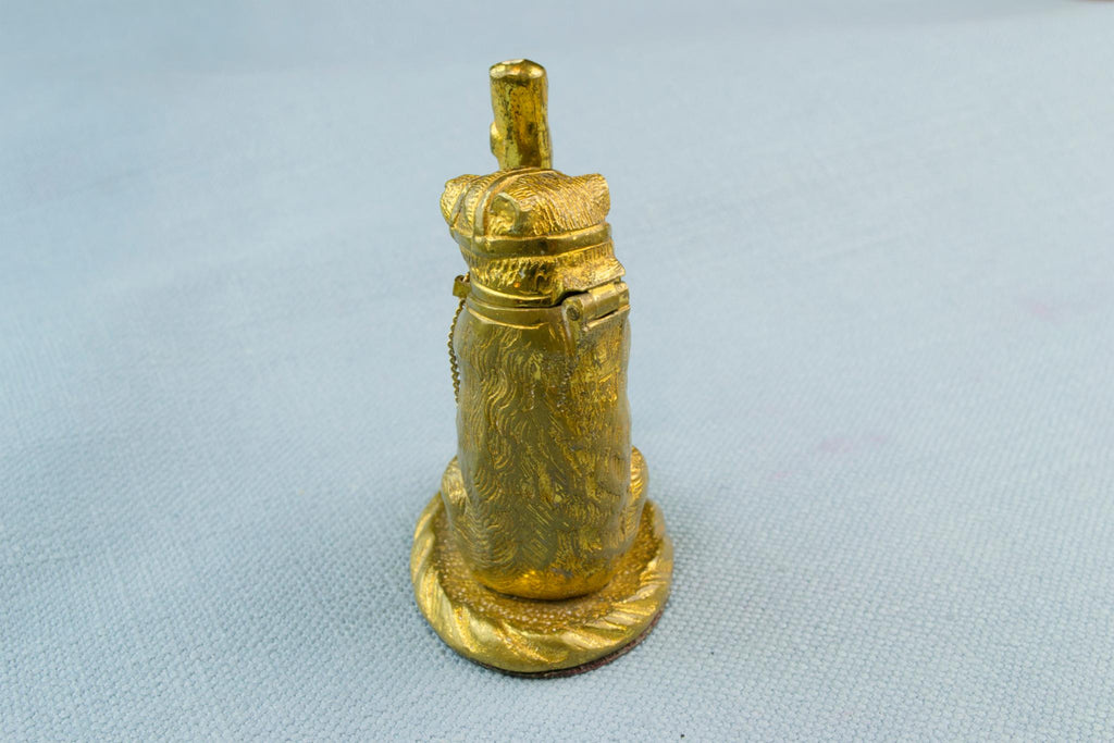 Vesta Match Box Bear Shaped Gilded Bronze, 19th Century