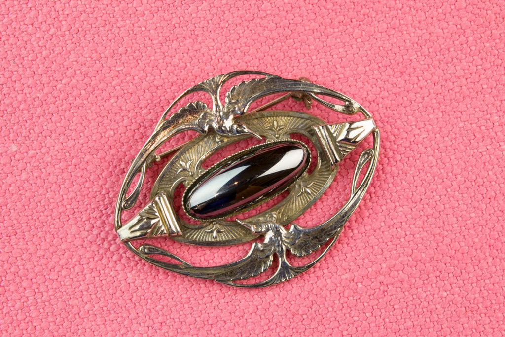 Art Nouveau Style Bird Brooch by Ermani Bulatti, Dutch 1970s